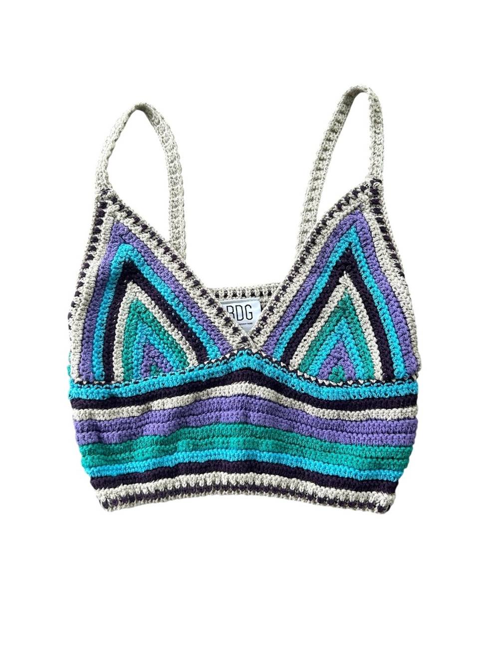 BDG Urban Outfitters Gigi Crochet Cami Top Sz S Multicolor Festival Halter BOHO